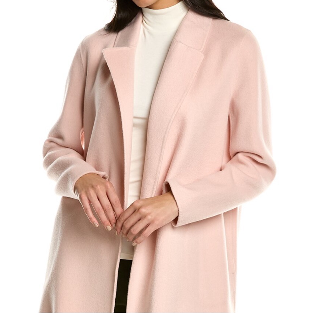 Theory Pale Pink Open-Front Wool-Blend Coat